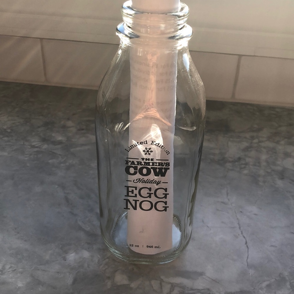 The Farmers Cow Eggnog Milk Bottle